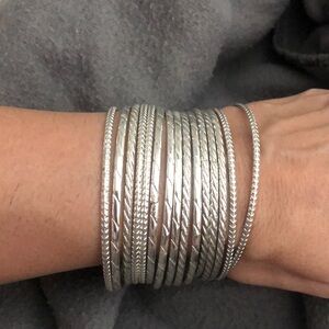 Silver bangle set of 15